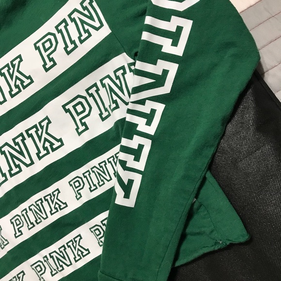 PINK Forest Green Varsity Long Sleeve Crop - Picture 2 of 5